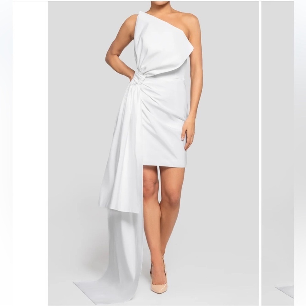 Alexia Maria Nadine Silk Draped Strapless Mini Dress
